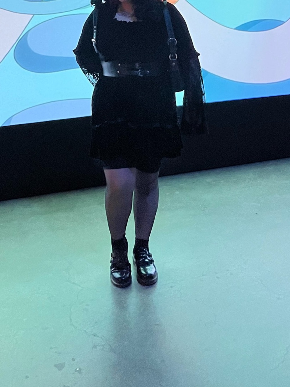 Killstar Black Velvet Midi Dress with Lace Sleeves - Picture 5 of 5
